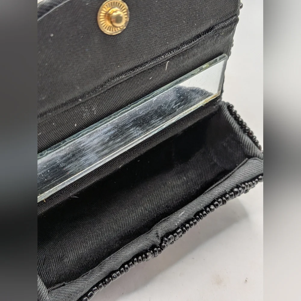 Black and Gold Beaded Lipstick Case
